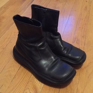 Prada Black Leather Zip Boot